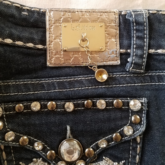 LA Idol USA Blingy Cross Flap Pocket Blue Jean - Picture 7 of 11